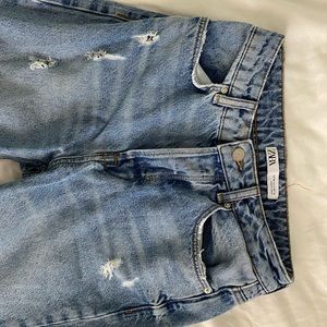 ZARA distressed straight leg jeans